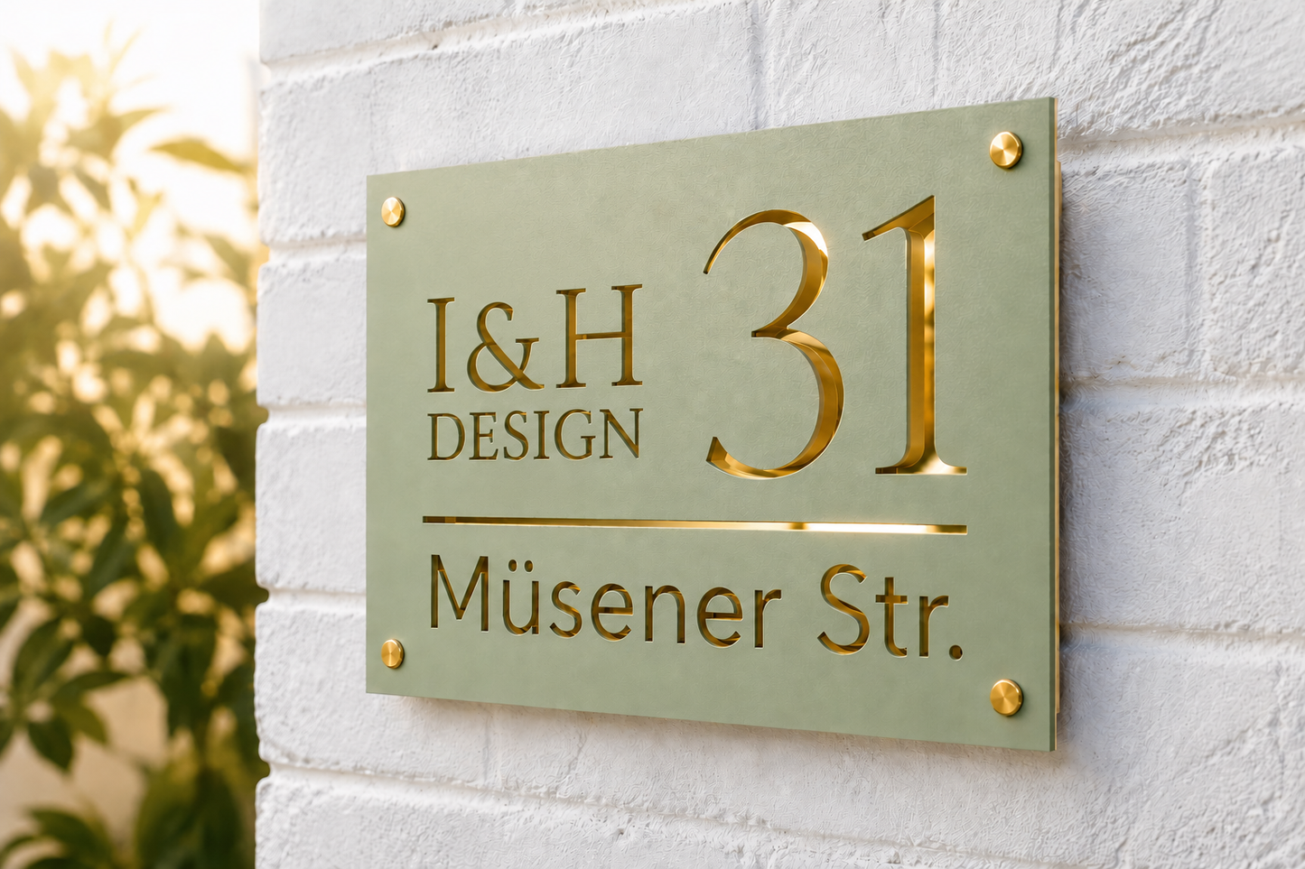 Individuelles Hausnummernschild aus Aluminiumverbund